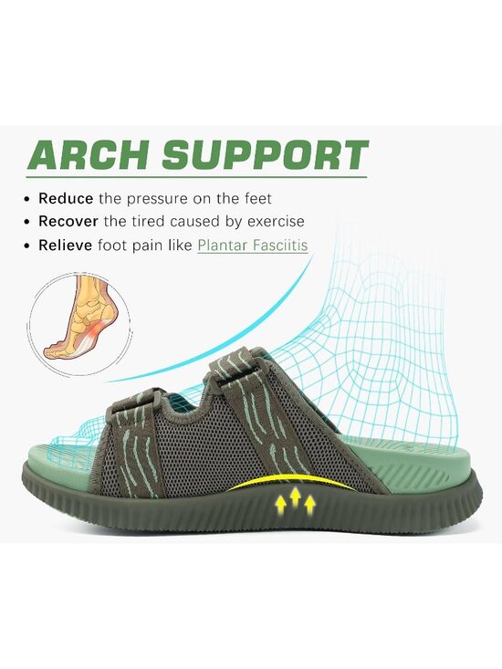 Men\'s Green Athletic Thick Cushion Recovery Sport Slides Orthotic Sandal Shoes main image 6